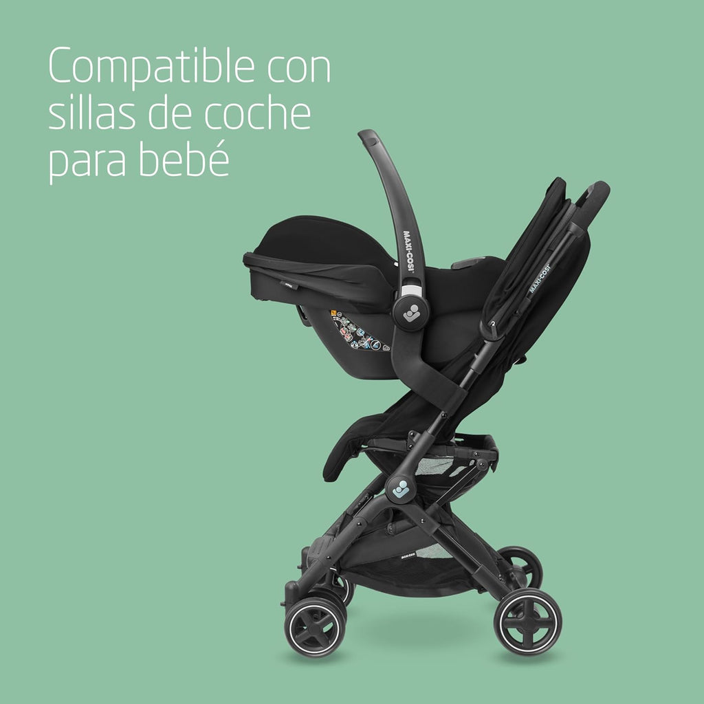 Maxi-Cosi Lara2, Silla de Paseo Ligera, 0-4 años, 0-22 kg, Silla Paseo Bebe Compacta, 3 Reclinaciones, Reclinación Total, Plegado Automático, Bandolera, Essential Black