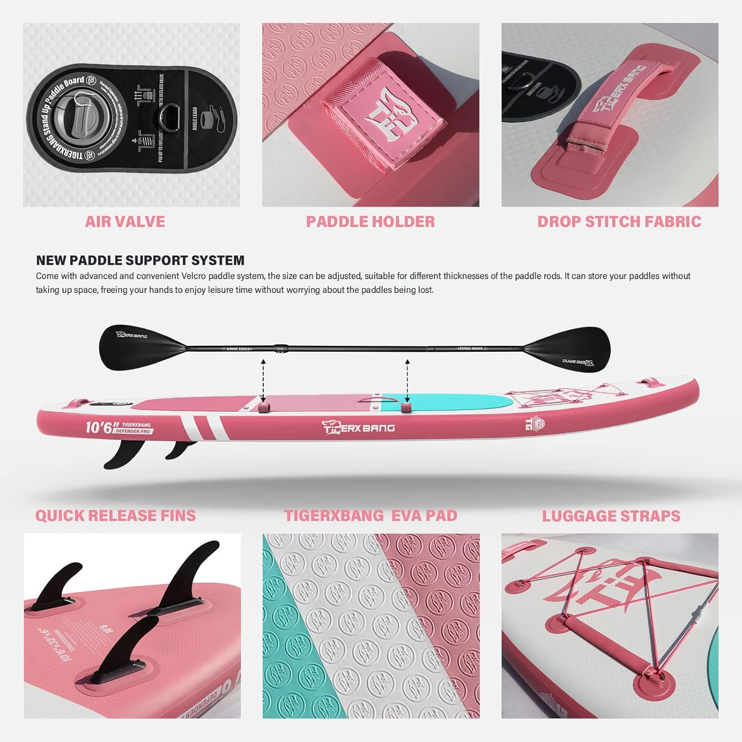 Tabla de surf de pie con remo, tabla de surf hinchable, colección Defender Pro