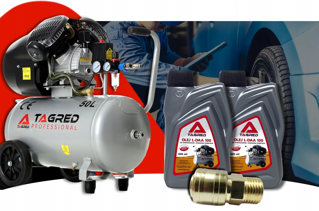 KOMPRESOR SPRĘŻARKA TAGRED 50L V2 SEPARATOR ZESTAW + Olej WYSOKA JAKOŚĆ