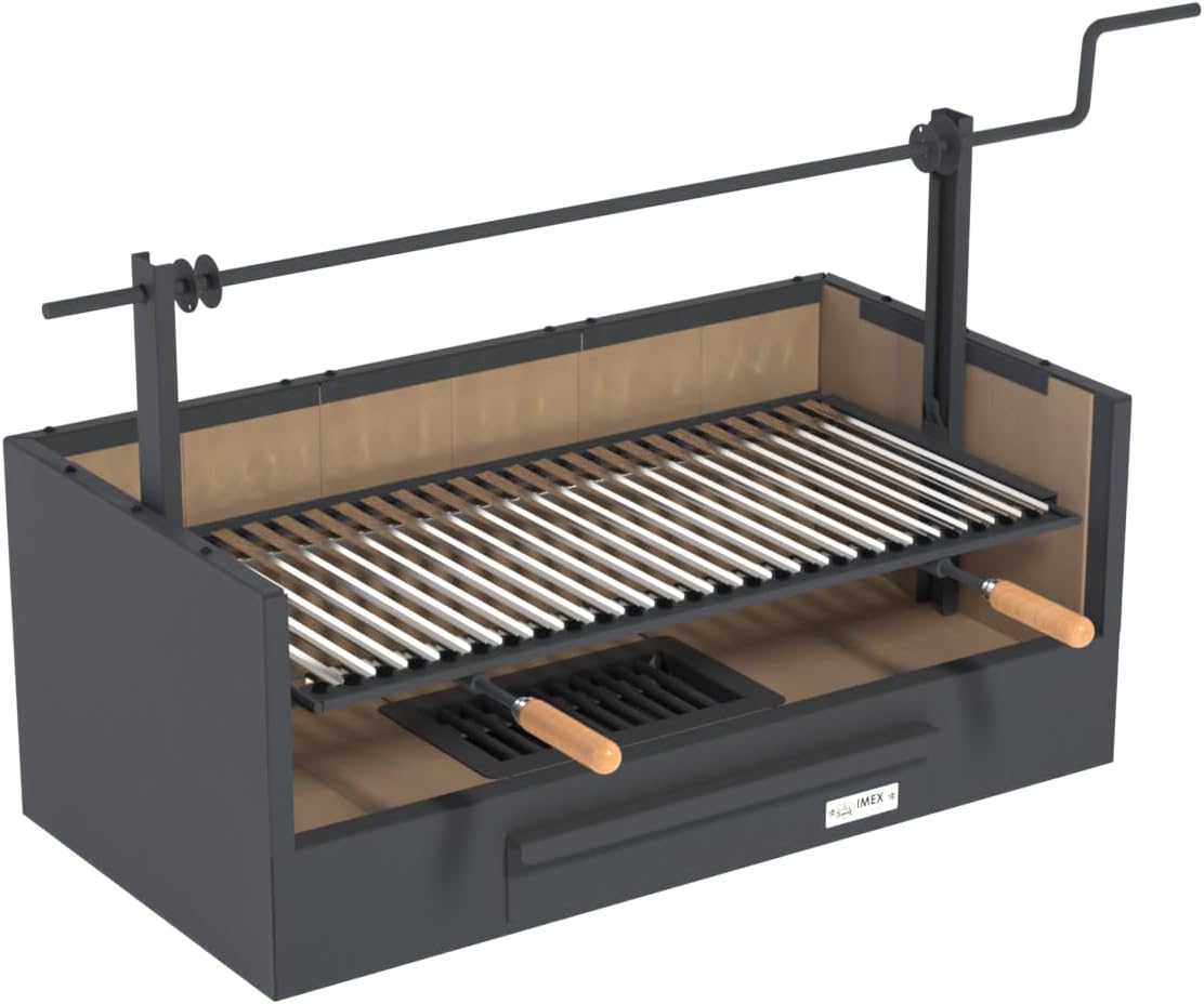 Imex El Zorro – Cajón Barbacoa con Ladrillo Refractario | 90x48x65 cm | Estructura Robusta de Acero y Alta Retención de Calor | Ideal para Barbacoas de Carbón y Leña en Exteriores