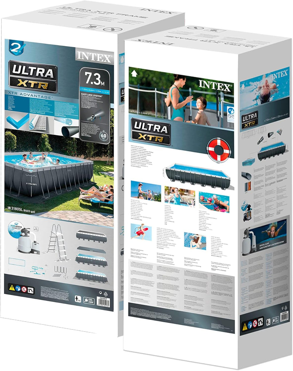 INTEX 55222 - Piscina Desmontable 732x366x132 cm Pack Deluxe + depuradora con clorador