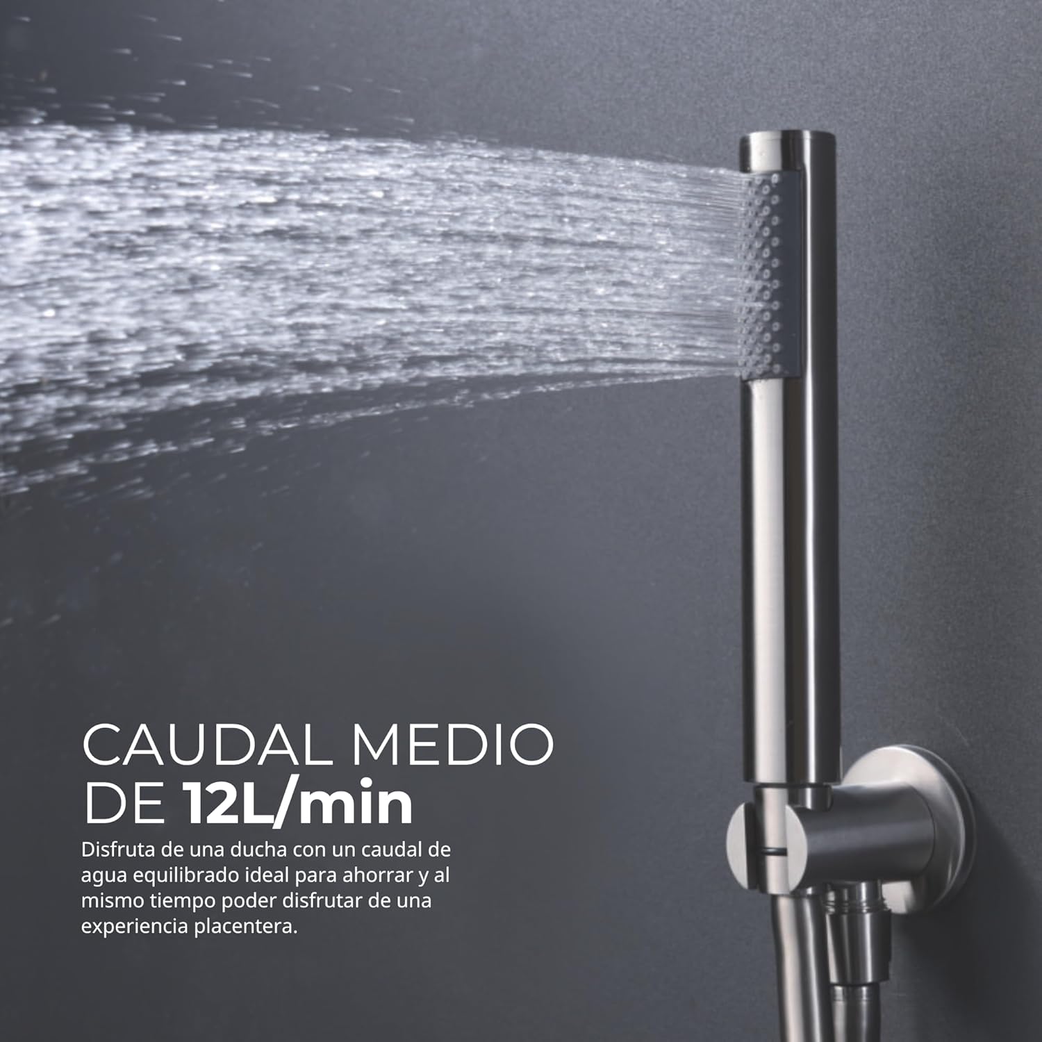 IMEX - Ducha Exterior Pared Acero Inoxidable | Ducha de Jardín Empotrable Exterior para Pared de Acero S.316 | Conjunto de Grifería con Agua Fría y Caliente para Piscina con Alcachofa | Serie Moscú