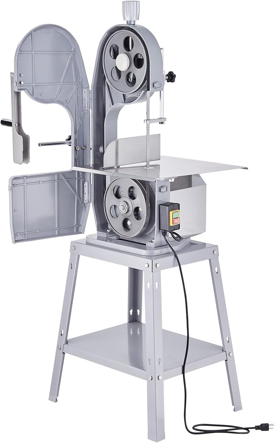 VEVOR Sierra Eléctrica Comercial para Huesos de Carnicero Sierra de Cinta para Huesos 1500 W 300 kg/h Sierra Eléctrica para Carne Congelada y Huesos Espesor 4-200 mm para Restaurante 54x49,5x142 cm
