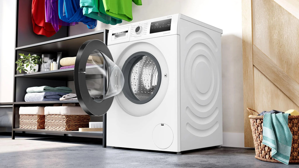 2025 Bosch WAN282K3, Serie 4, Lavadora de carga frontal, 8 kg, 1400 rpm, SpeedPerfect, máximo ahorro de energía y agua, función de añadir ropa, especialmente higiénica, AquaStop, IronAssist