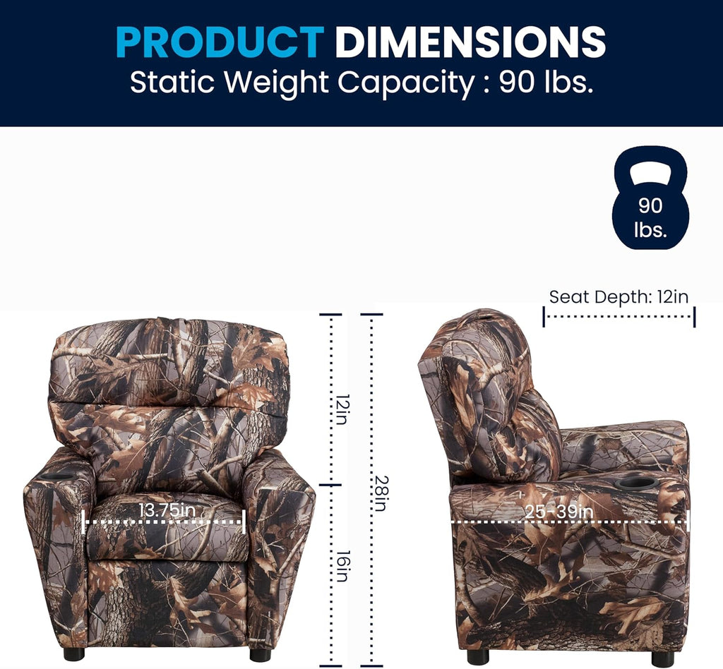 Flash Furniture Współczesny leżak dziecięcy z uchwytem na kubki, drewno, beżowy winyl, 66,04 x 53,34 x 53,34 cm
