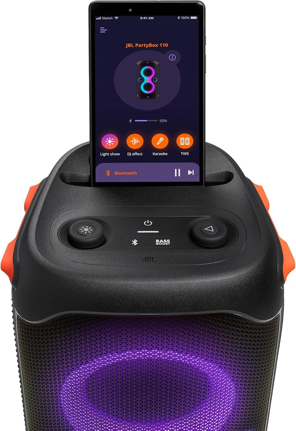 Jbl Partybox 110 JBLPARTYBOX110EU Głośnik Bluetooth, Czarny, ‎24 x 69 x 2,5 cm