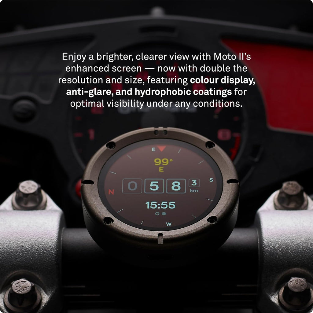 Beeline Moto II - Sistema de navegación para motores | Navegación mundial | Mini carta a la carta | 14 minerales Temps écoulé | Protección de control de agua y limpieza IP67 | Premio USB-C con soporte