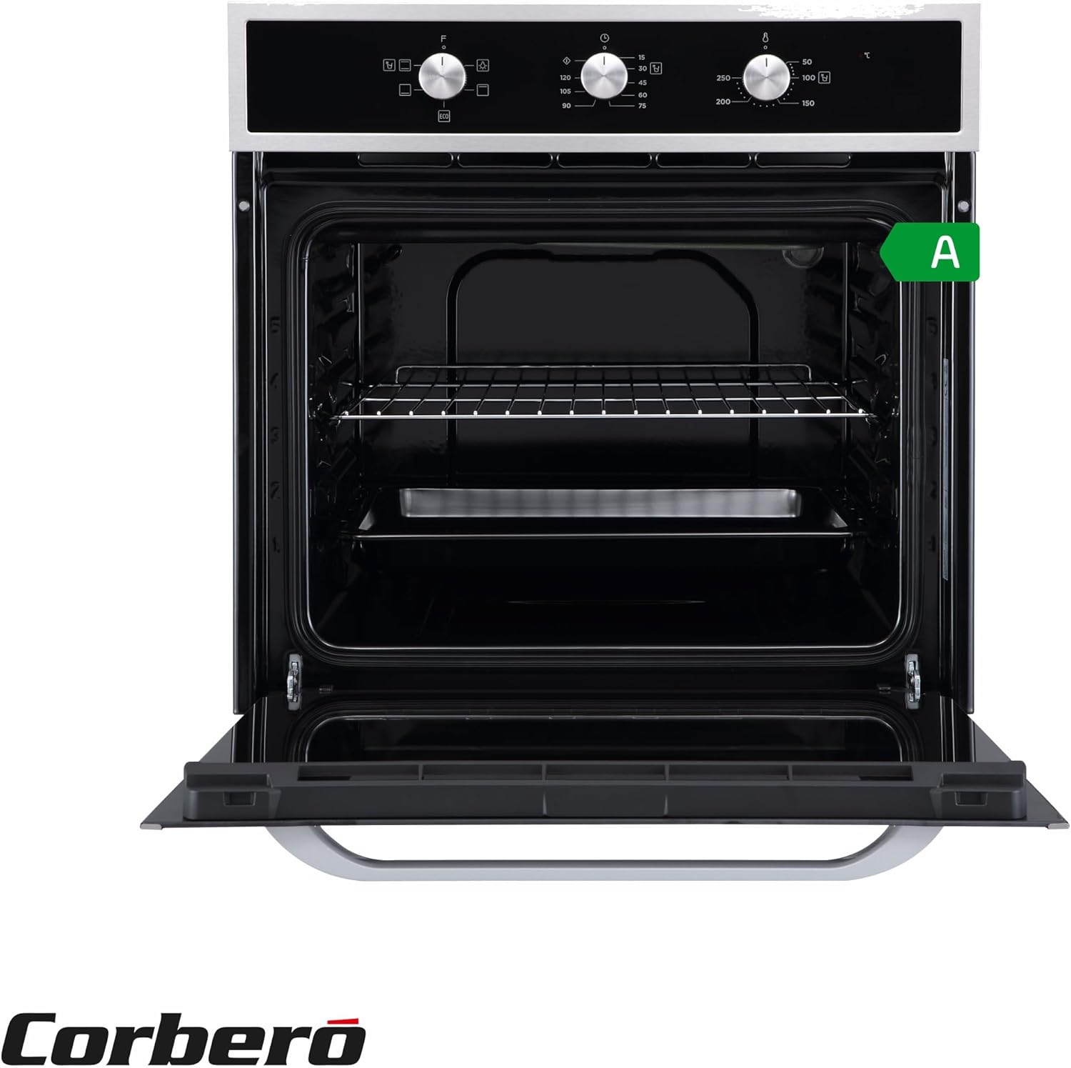 Corberó - Horno convección 70L | CCHM603X | 60x60x58 cm |Convencional con 4 Programas | Luz Interior | Limpieza Hidrólisis | Puerta Doble Cristal | 2100W | Negro perfil Inox