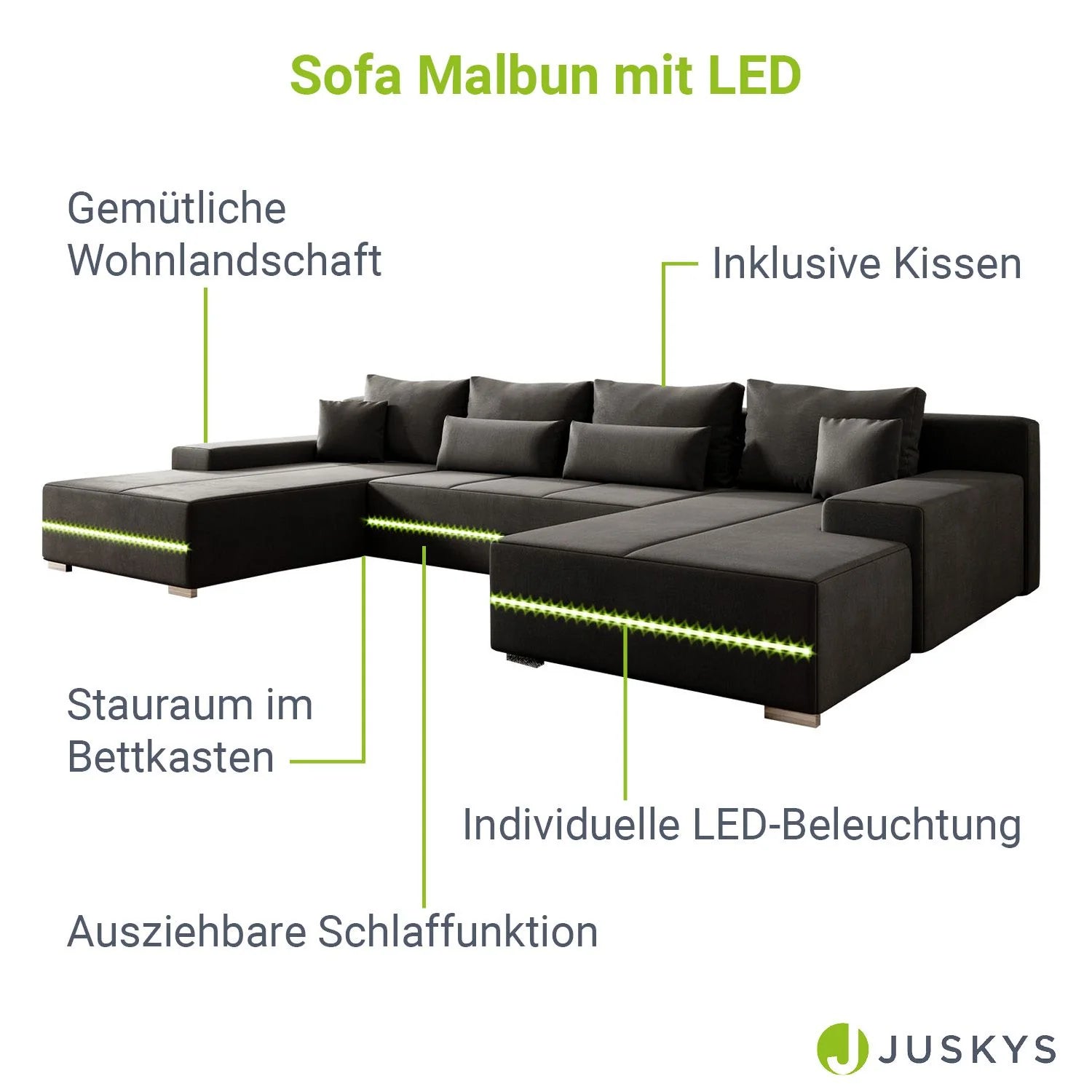2025 Sofá rinconero Malbun con iluminación LED