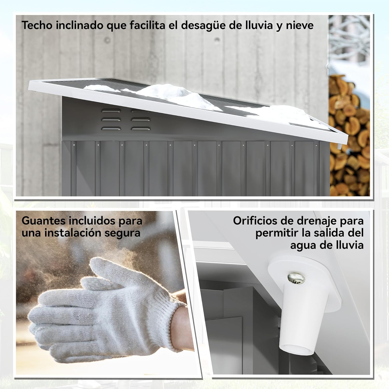 Outsunny Caseta de Jardín Exterior, 2,55 m² 221x133x190 cm, Cobertizo de Jardín Exterior Metálico con Ventana, Puerta con Cerradura y Ventilaciones, para Almacenamiento de Herramientas, Gris Oscuro