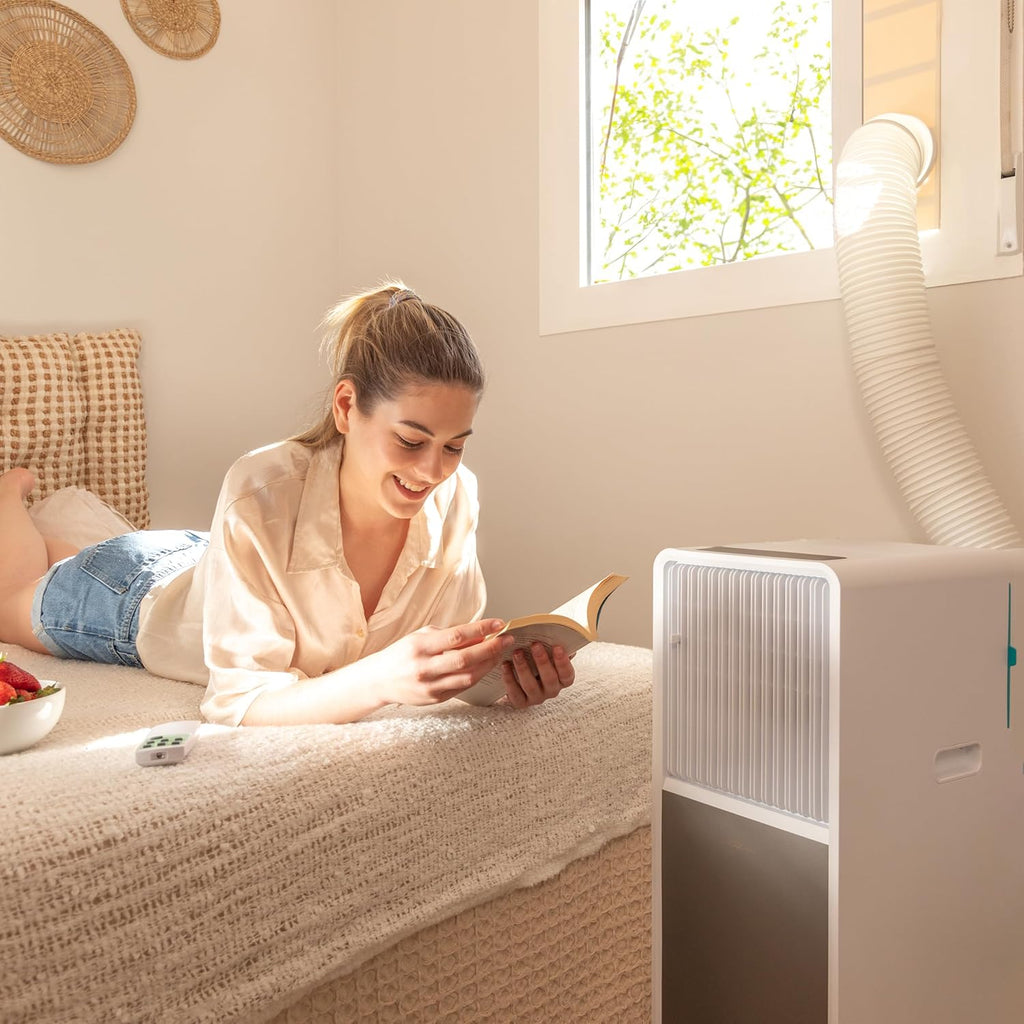 Cecotec Aire Acondicionado Portátil con Mando y Bomba de Calor ForceClima 9450 Style Heating, 9000 BTU, Táctil, Pantalla LED, 5 Modos, 2 Velocidades, Deshumidificador, Temporizador, 16 m², White