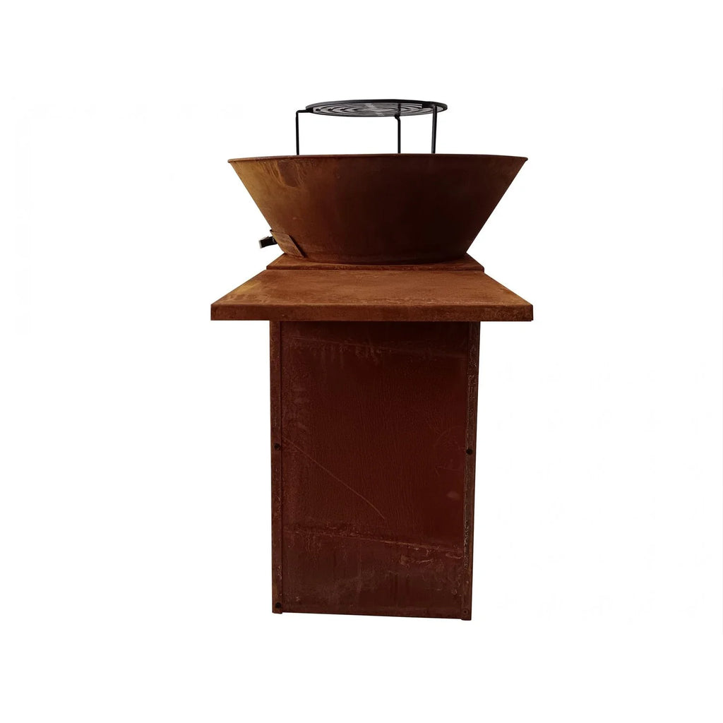 Barbacoa De Acero Corten Con Plancha De 60 Cm