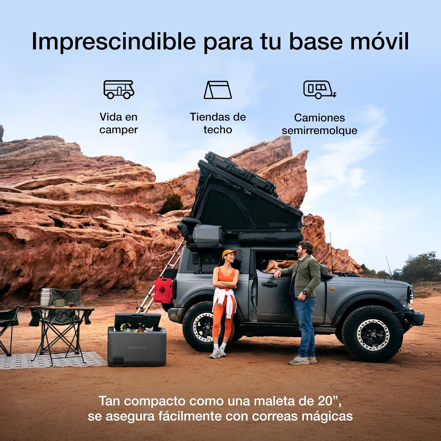 EcoFlow WAVE 3 Climatizador portátil con batería extra de 1024 Wh, refrigeración 1800 W, calefacción 2000 W, autonomía de 8 h, control por app, para camping, autocaravanas, todoterrenos