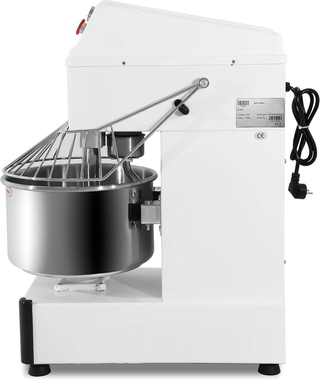 MBH - Amasadora industrial de 20 litros para panadería, pastelería y hostelería. Batidora amasadora espiral profesional para hacer masa de pan y pizza.