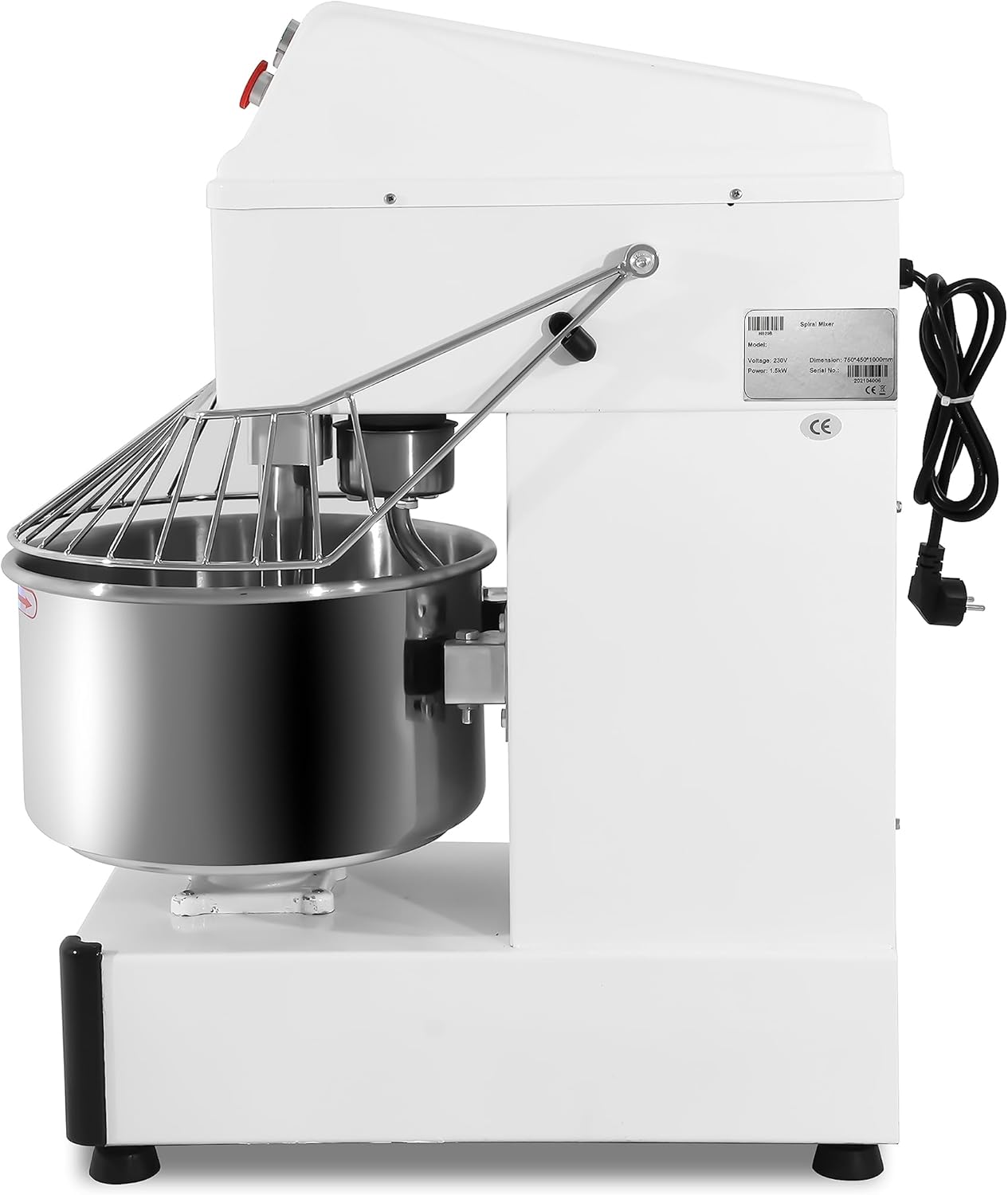 MBH - Amasadora industrial de 20 litros para panadería, pastelería y hostelería. Batidora amasadora espiral profesional para hacer masa de pan y pizza.
