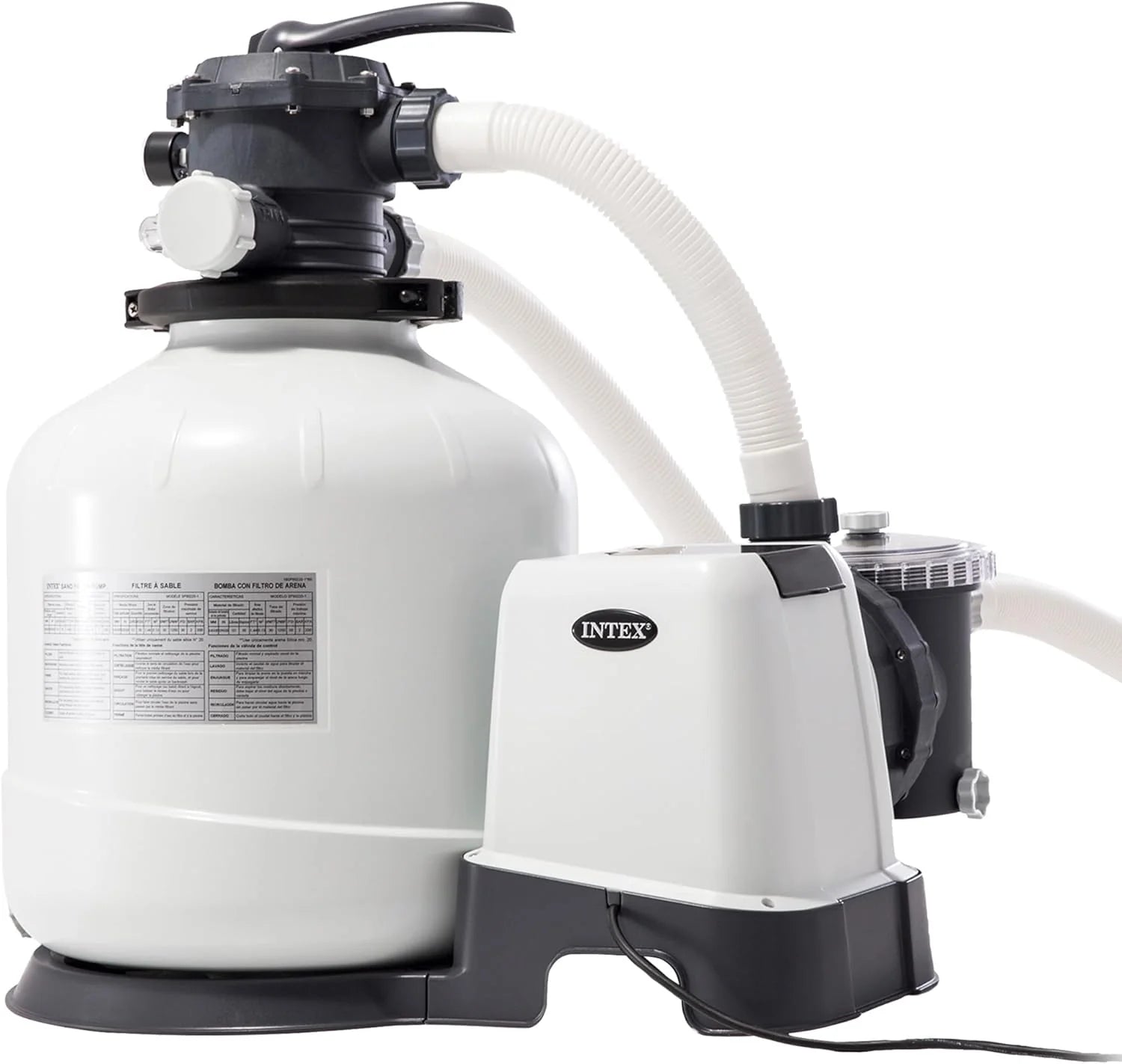 Intex 55228 – Krystal Clear Sand Treatment Plant 12,000 L/H, Pool Sand Purifier, Pool Filter, Pool Pump/For Detachable Pools up to 66,000 L., 6 Functions and Locking System