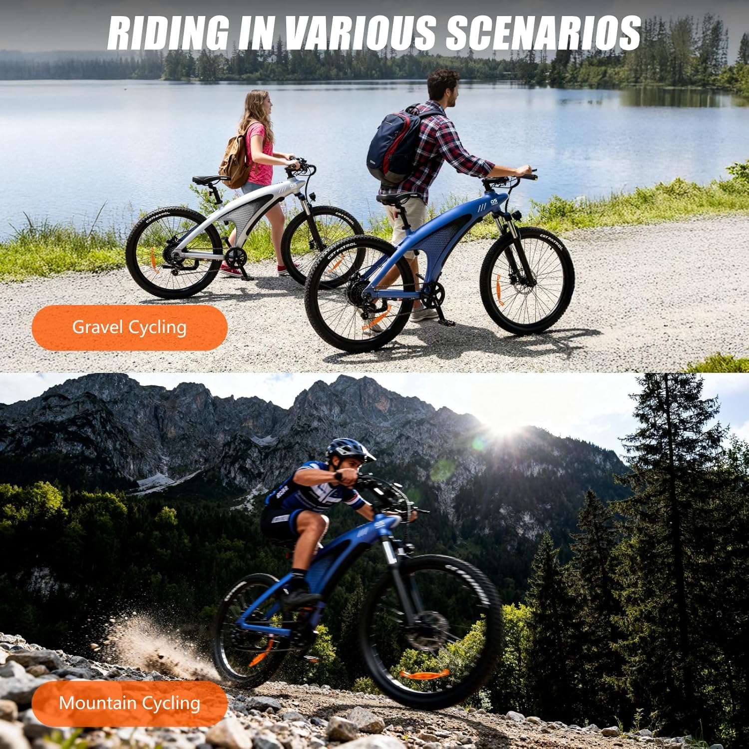 HX Q5 Bicicleta Eléctrica Montaña para Adultos con Carga rápida 48V 20AH Batería Extraíble,27.5"x2.25" Tyre EBike con luz RGB,SHIMAN0 7 velocidades,Frenos de DIS hidráulicos y Alcance 90-120KM