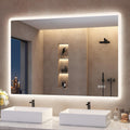 S'bagno Espejo-Baño-con-Luz 100x70cm, Espejo-Baño-Led-Bluetooth, Antivaho, 3 Colores, Regulable, Memoria, Vidrio Templado HD, Resistente Al Agua IP44, Vertical/Horizontal