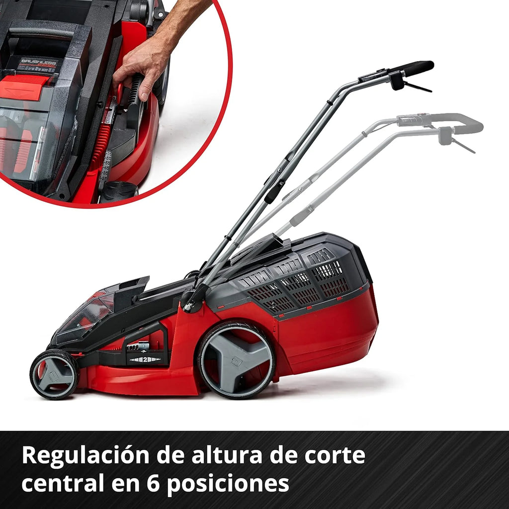 Einhell Battery mower GE-CM 43 Li M Kit Power X-Change (36V, 43 cm Cutting Width, up to 600 m², Brushless, Mulching Function, 63L Collecting Bag, with 2 x 4.0 Ah Batteries and 2 x Chargers)