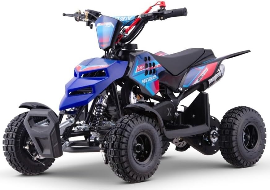 Miniquad Infantil Gasolina Raptor-R4 49cc (Gasolina Mezcla), Azul, niños de 4 a 10 años