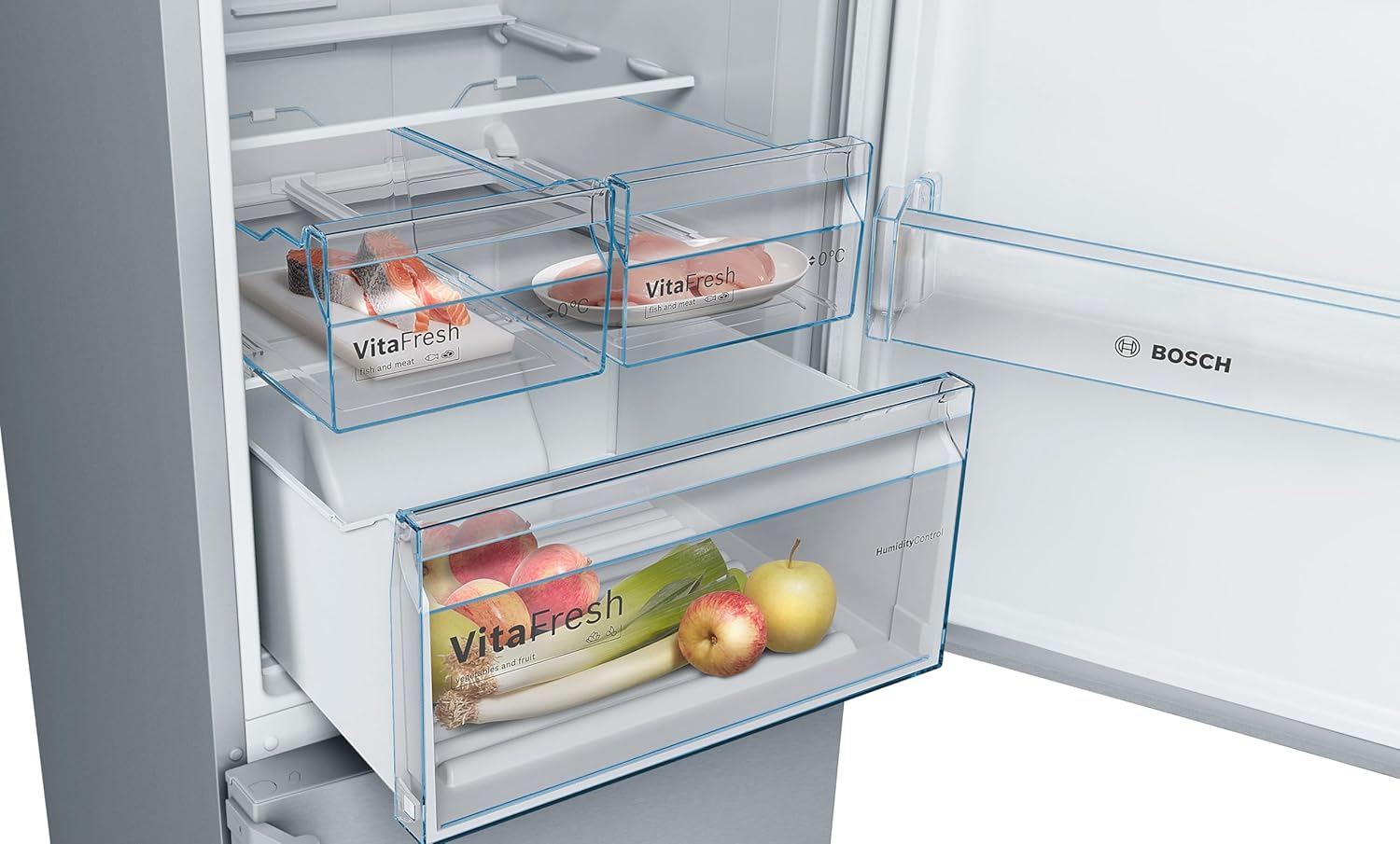 Bosch Serie 4 - Frigorífico combinado, NoFrost, alto 203 x ancho 70 cm, 438 L, Tecnología VitaFresh, Blanco - KGN49XIDQ