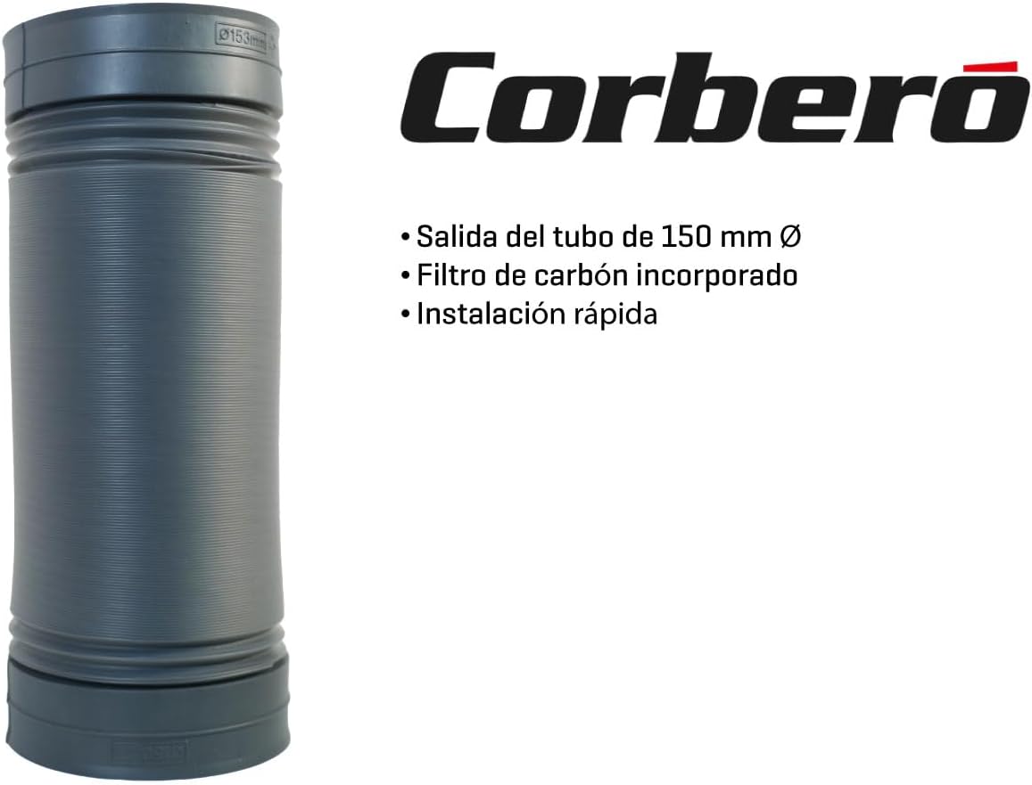 Corberó - Campana Decorativa | NYASA9000B | 90 cm | 3 Velocidades, Control Touch, Caudal 1000 m3/h | Cristal Negro