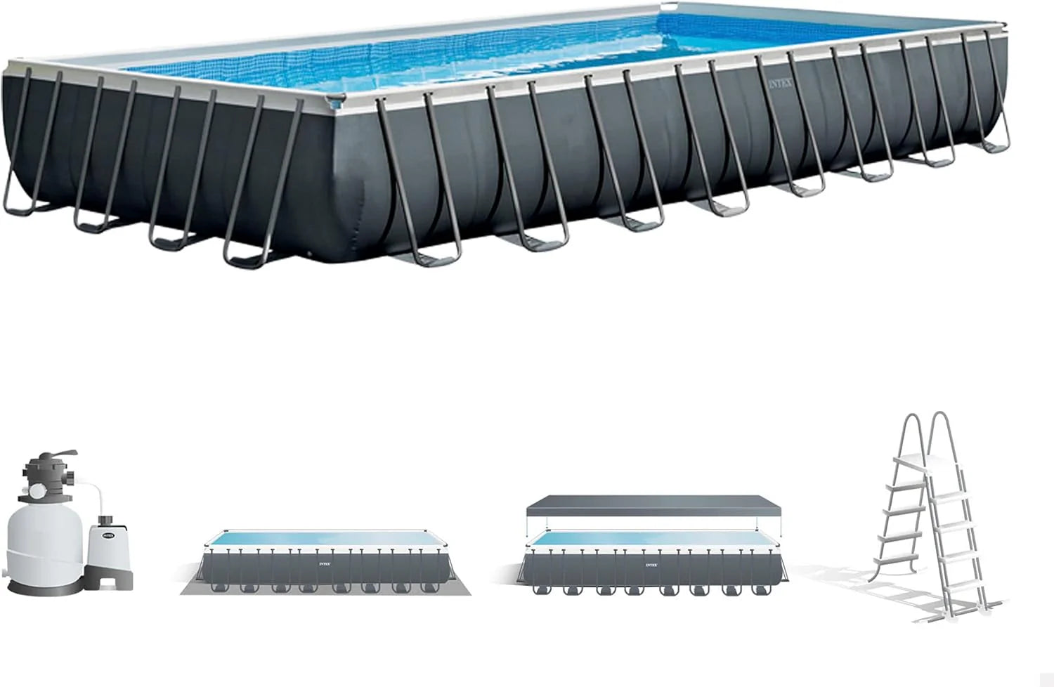INTEX 55221 – Rectangular Ultra XTR Frame Raised Pool 732 x 366 x 132 cm + Filter