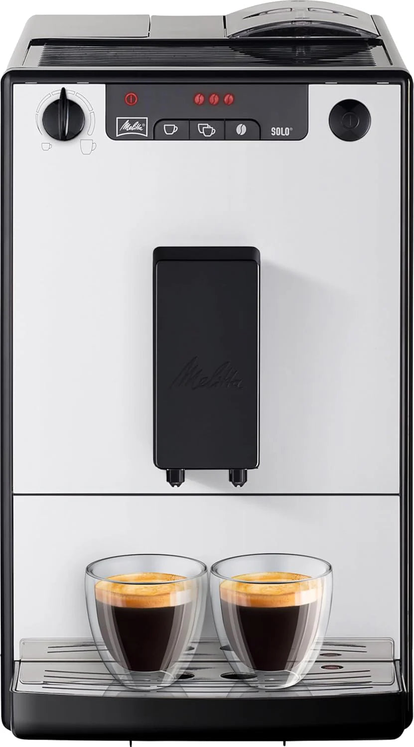 Melitta, Solo E950-222, Superautomatic Coffee Maker with Grinder, 15 Bars, Espresso Bean Coffee, Automatic Cleaning, Customizable, Pure Black
