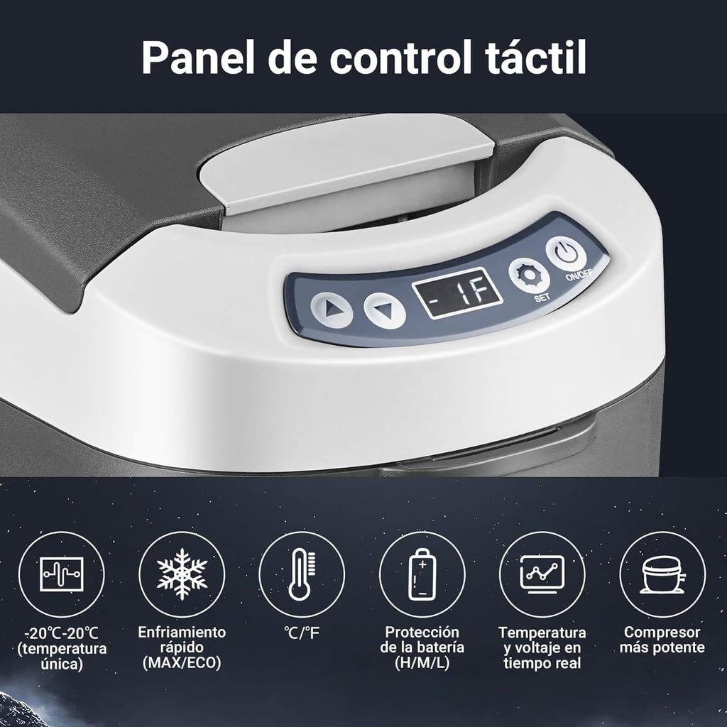 AAOBOSI Nevera Portátil 15 litros, Nevera 12V 24V DC Compresor, con una Capacidad de Cefrigeración de +20℃ a -15℃ para coche, camión, barco y autocaravana