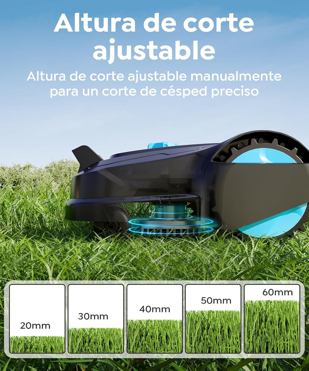 M800Plus Robot Cortacésped sin Cable Perimetral, 800 m², Posicionamiento GPS + Visión IA, Robot Cortacésped sin Cables, Modo de Corte en U, Detección de 150 Obstáculos, Carga Automática, App