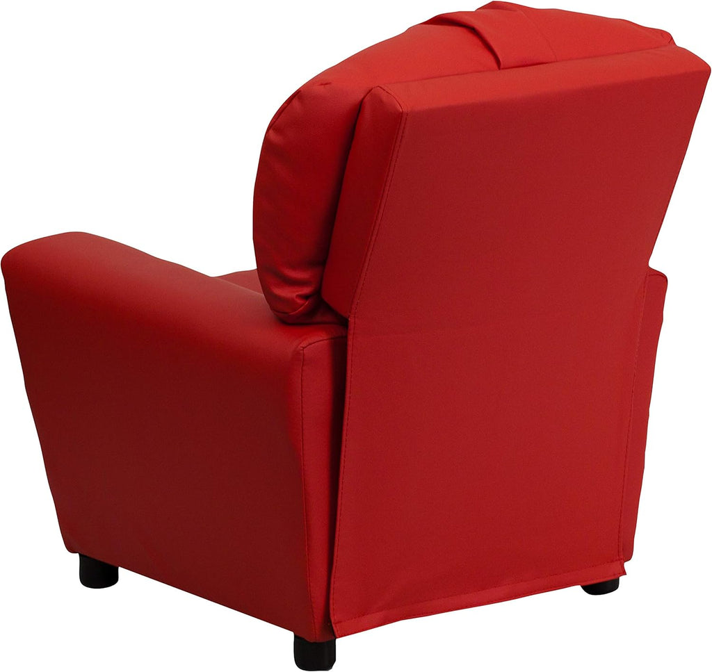 Flash Furniture Współczesny leżak dziecięcy z uchwytem na kubki, drewno, beżowy winyl, 66,04 x 53,34 x 53,34 cm