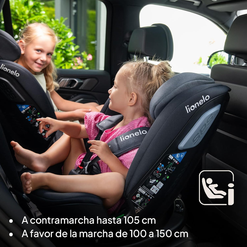 LIONELO Bastiaan RWF i-Size Silla de Coche para Bebé Giratoria 360° 0-36kg, Instalaciión Delantera y Trasera (18kg), ISOFIX TopTether, Reposacabezas y Respaldo Ajustables Protección Lateral