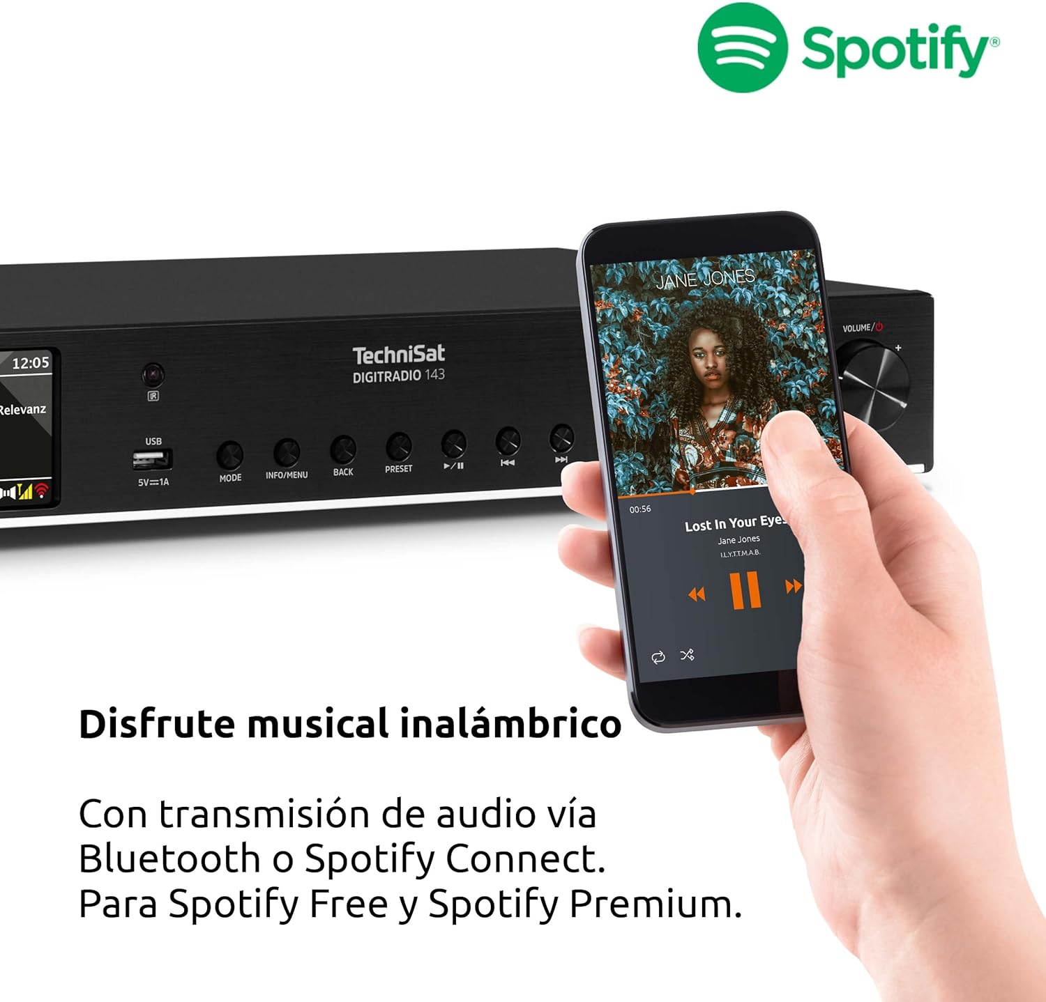 TechniSat DIGITRADIO 143 (V3) - Sintonizador HiFi de Radio por Internet (Radio Digital Dab+, transmisión de Audio Bluetooth, Spotify Connect, Antena de Lanzamiento, Control Remoto, Ancho de 43,5 cm)