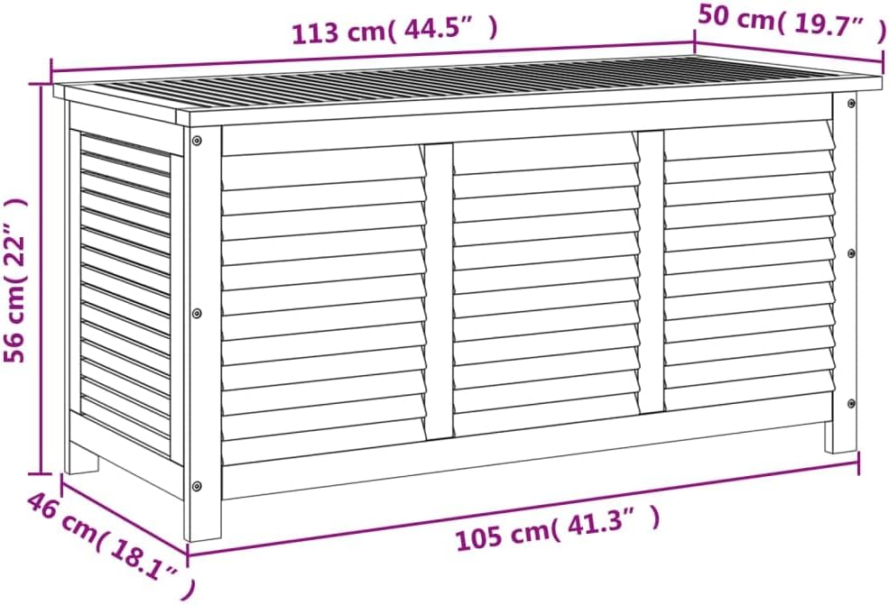 Baul Almacenaje de Madera de Acacia, Baul Almacenamiento, Banco Almacenaje, Caja de Almacenamiento de Jardín, para Interior y Exterior, 113 x 50 x 56 cm