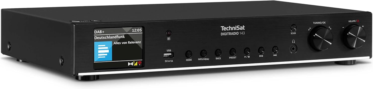 TechniSat DIGITRADIO 143 (V3) - Sintonizador HiFi de Radio por Internet (Radio Digital Dab+, transmisión de Audio Bluetooth, Spotify Connect, Antena de Lanzamiento, Control Remoto, Ancho de 43,5 cm)