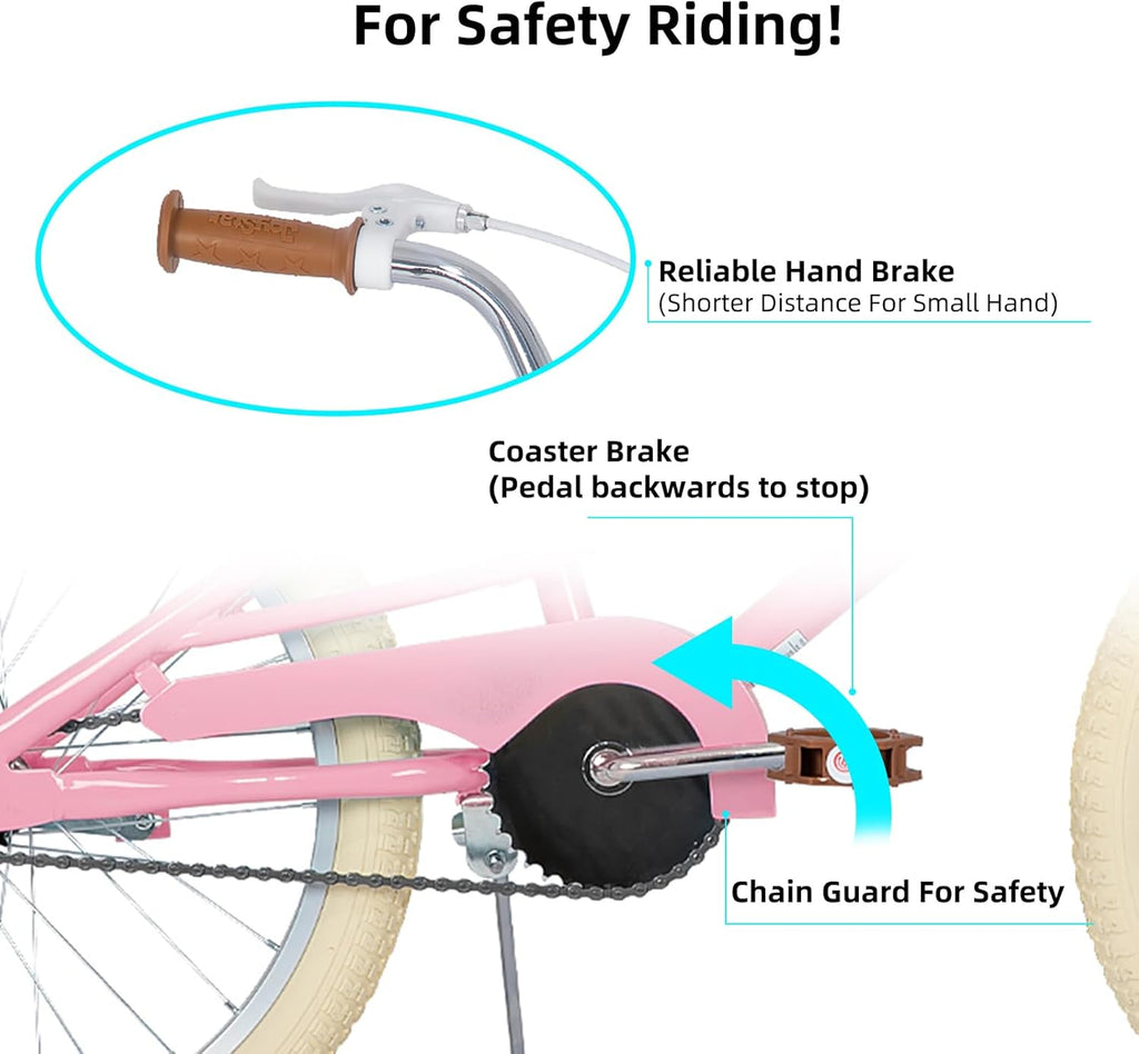 JOYSTAR 12/14/16/18/20 Pulgadas Bicicleta para niñas de 2 a 9 años, Bicicleta para niñas 12/14/16/18 Pulgadas con Cesta y estabilizadores, 20 Pulgadas con Caballete