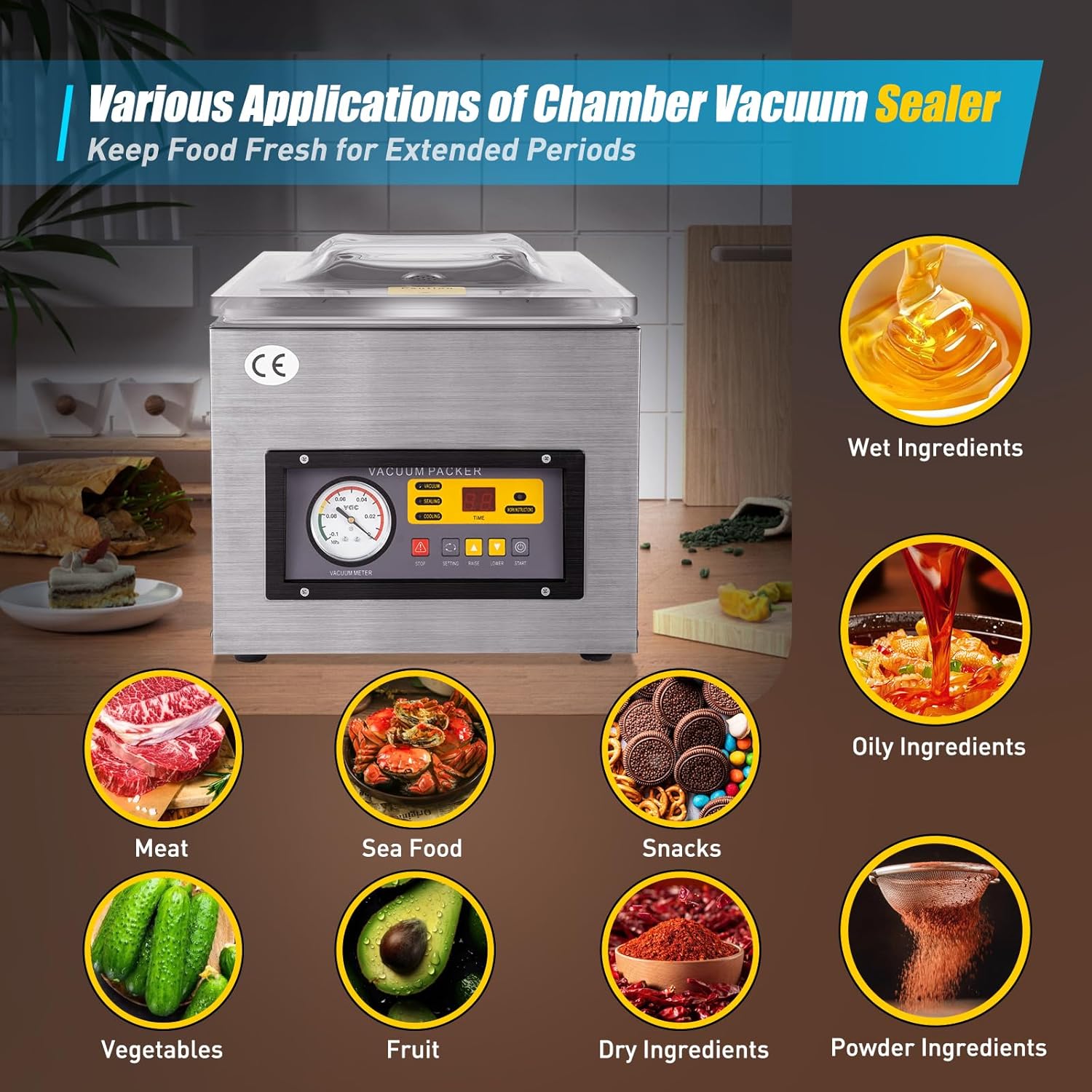 DZ-260S - Envasadora al vacío profesional de 5 litros para líquidos, máquina de vacío para sellado al vacío para sellado de alimentos, ideal para restaurantes