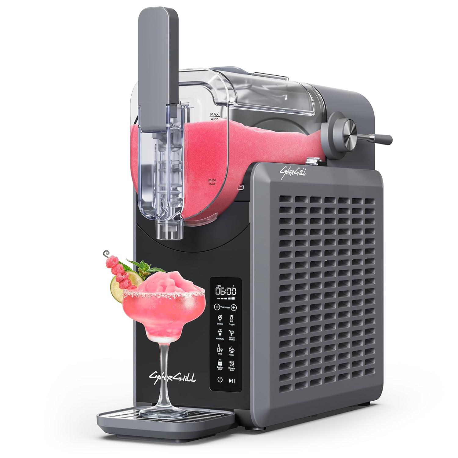 2025 Máquina de granizados con inicio diferido de 24 horas y mantenimiento en frío, capacidad de 68 oz, función autonetificante, máquina de bebidas heladas con 5 programas preconfigurados, margaritas congeladas, batidos y más