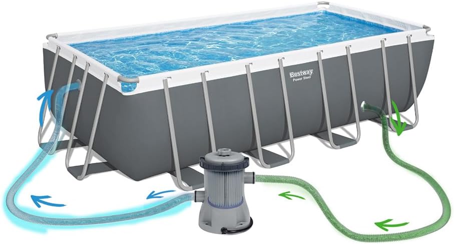 Bestway Juego de Piscina Rectangular de 16' x 8' x 48"/4.88 m x 2.44 m x 1.22 m