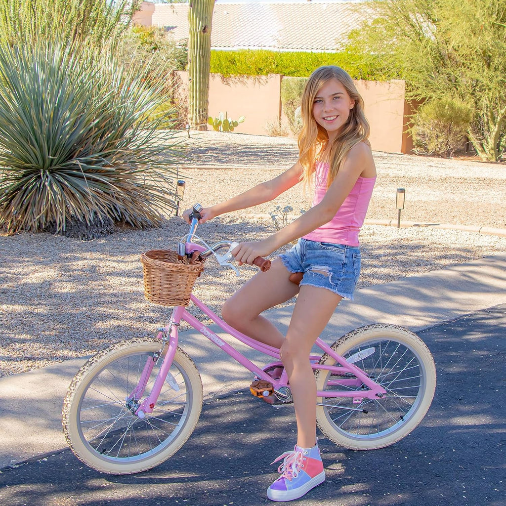 JOYSTAR 12/14/16/18/20 Pulgadas Bicicleta para niñas de 2 a 9 años, Bicicleta para niñas 12/14/16/18 Pulgadas con Cesta y estabilizadores, 20 Pulgadas con Caballete