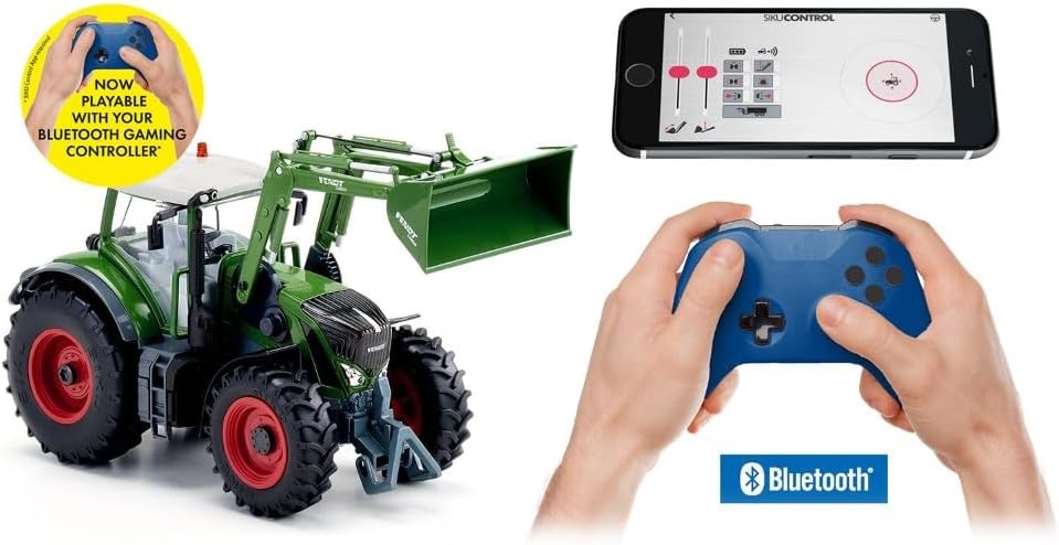 siku 6796, Tractor Fendt 933 Vario con cargador frontal, Verde, Metal/Plástico, 1:32, Teledirigido, Incl. mando a distancia bluetooth y accesorios, Control posible mediante app móvil