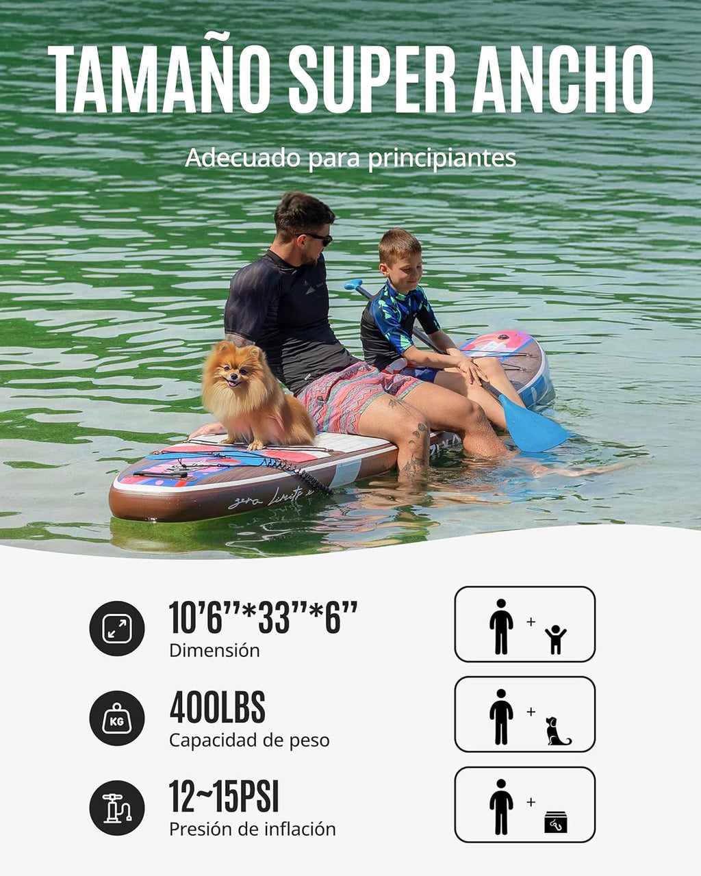 ZLX Tabla de Surf de Remo con Asiento de 320 cm, Inflable, para Adultos, Apta para Principiantes, Amplia y Estable, Antideslizante