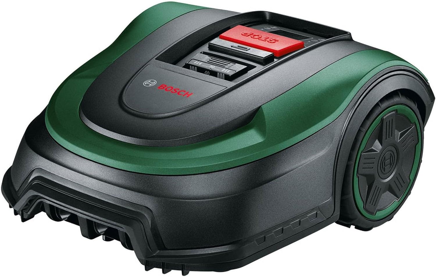 Bosch Robot cortacésped Indego S+ 500 (con batería de 18 V y función de aplicación, base de carga incluida, ancho de corte de 19 cm, para áreas de césped de hasta 500 m² y en caja de cartón)