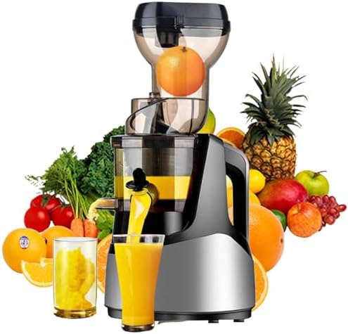 Exprimidor de prensa en frío, máquina de masticación lenta con gran canal de alimentación para frutas y verduras enteras, fácil de limpiar para un jugo saludable