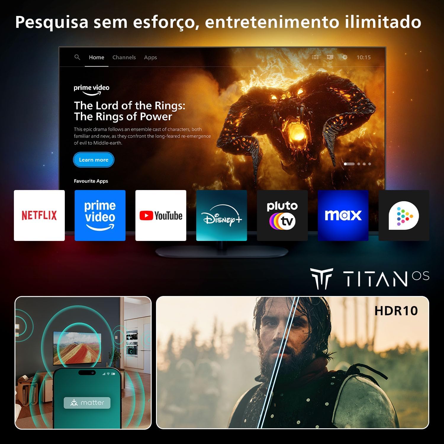 40PFS6000 HD LED Smart TV - Pantalla de 40 Pulgadas con Pixel Plus, Plataforma Titan OS y Sonido Dolby Digital - Funciona con Alexa y con el Asistente de Voz de Google