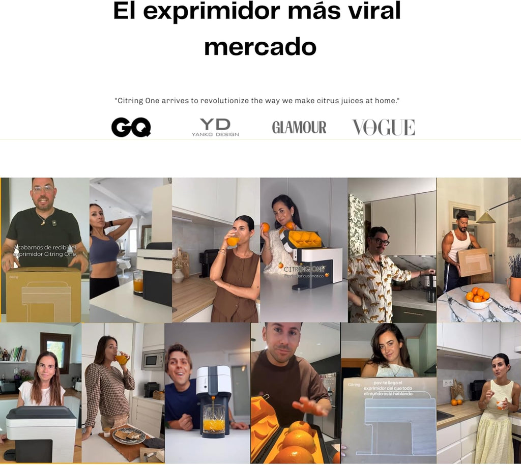 One exprimidor de naranjas electrico automatico | Tu zumo listo en menos de un minuto con solo pulsar un botón - orange juicer machine hecha en España | Más Rápida. Más Limpia. Mejor (NEGRO)
