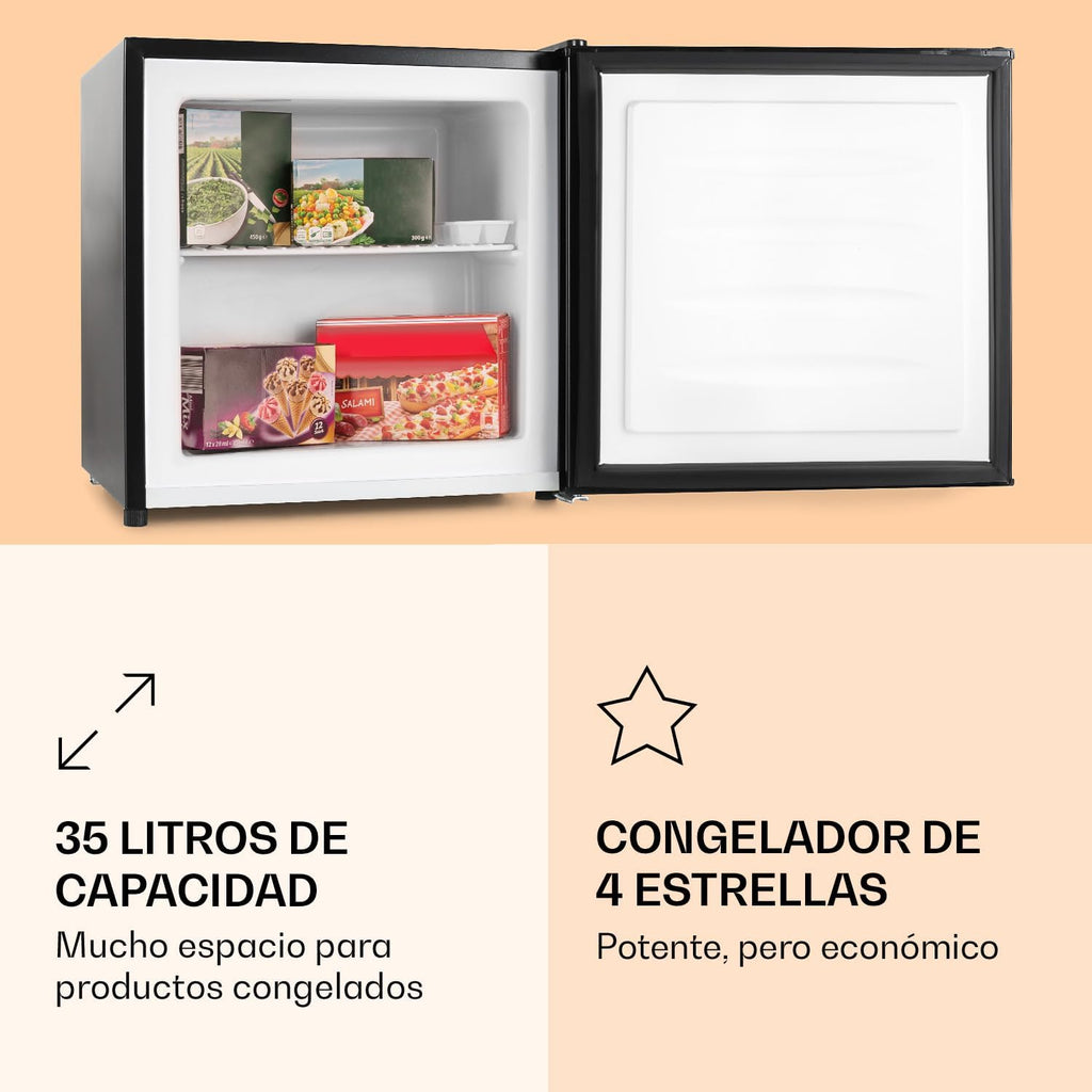 Klarstein Congelador Vertical No Frost 33l, Portátil para Casa y Oficina, Bajo Consumo con Estante y Rascador, Bajo Encimera