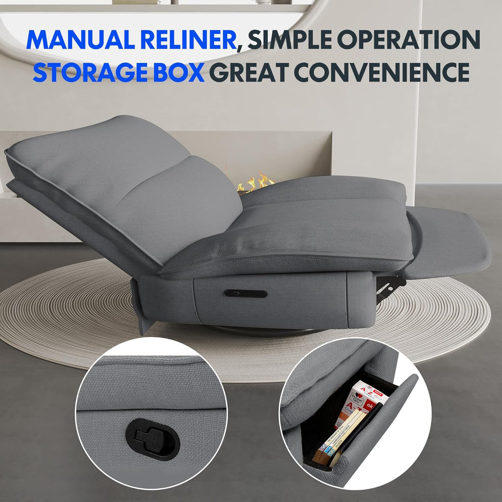 FLEXISPOT XC6 Sillón Relax, Sófa Giratorio con Función Balancín, Sillon TV con Respaldo Ajustable, Silla Reclinable para Dormitorio, Salón y Cine en Casa (Beige)