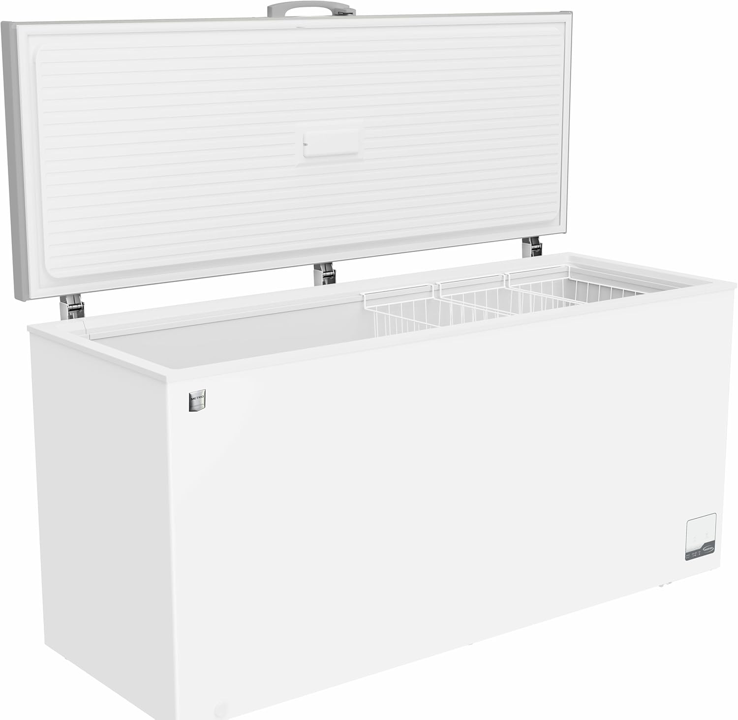 METRO Professional Congelador horizontal GHF2700S, 188 x 73,5 x 94,5 cm, 700 L, 125W, 3 cestas, iluminación LED, 6 ruedas, con cerradura, blanco/gris