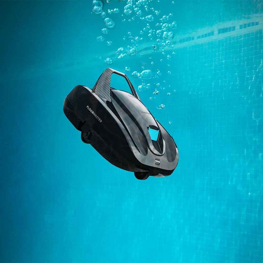 Cecotec Robot Limpiafondos Piscina sin Cable Conga Pooldroid 2000 FloorMaster. Autonomía 100mins, Piscina sin Pendientes, hasta 80m2, Profundidad Máxima 2,5m, Capacidad 2,5L, Filtro Alta Eficiencia